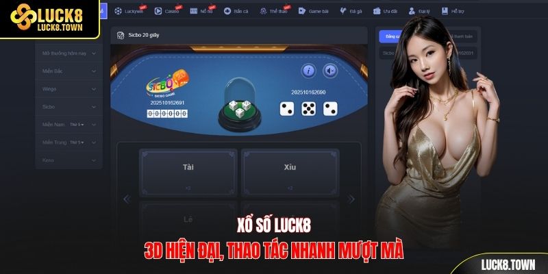 Xổ số Luck8 3D hiện đại, thao tác nhanh mượt mà